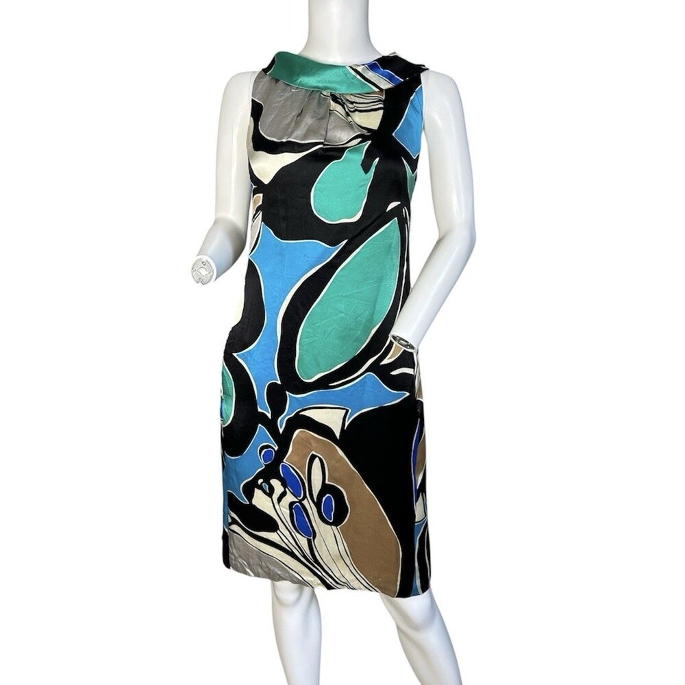 Jones New York Womens 100% Silk Dress Black Floral Tropical Size 16 Bateau Chic
